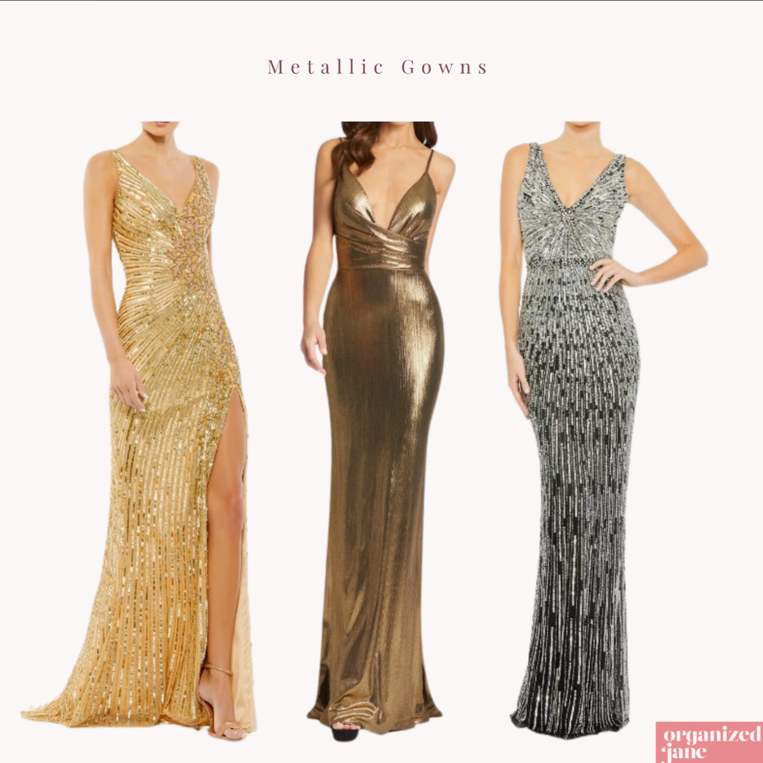 Shine and sparkle like a star in these stunning metallic gowns! ⭐#FashionForward