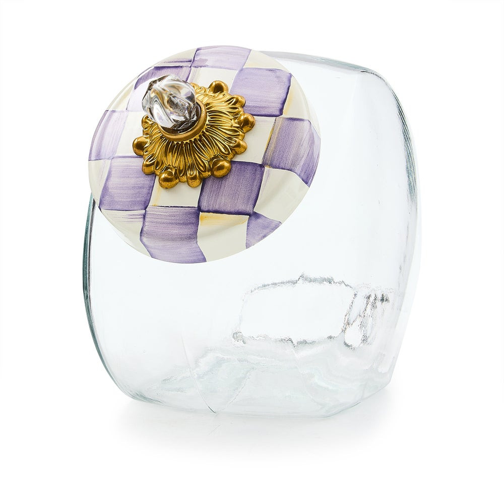Cookie Jar with Violet Check Lid | MacKenzie-Childs