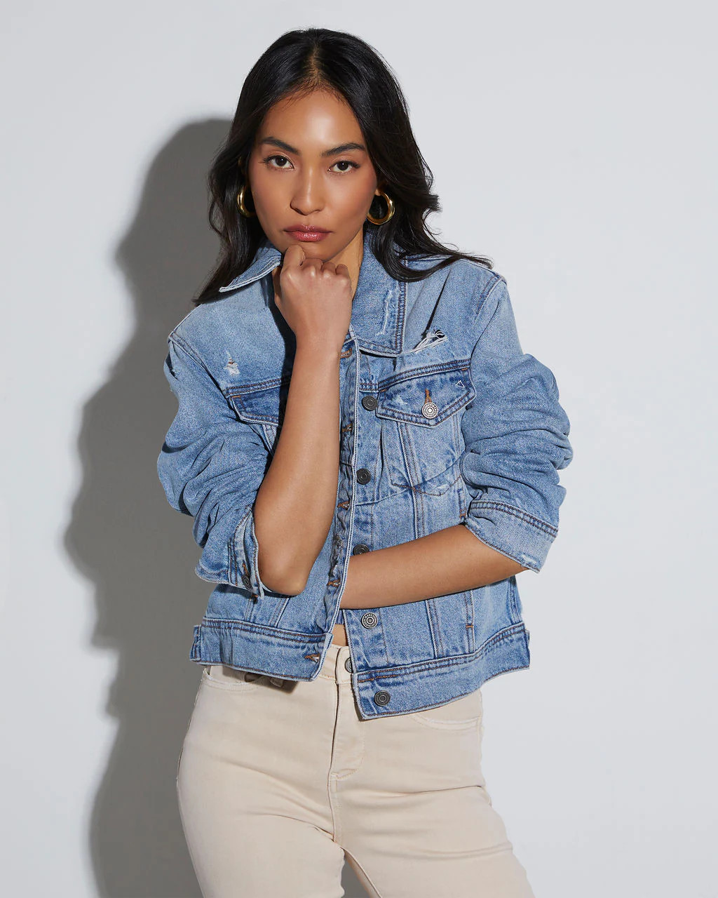 Blue Jean Baby Distressed Denim Jacket | VICI