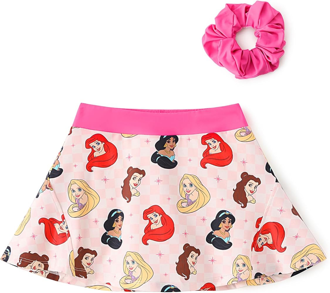 Disney Stitch丨Frozen丨Princess丨Minnie Mouse Girls Skirts Inner Pocket Shorts + Scrunchie Ath... | Amazon (US)