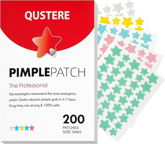 QUSTERE Acne Pimple Patches for Face, Hydrocolloid Patches, Cute Star Zit Covers, Colorful Spot S... | Amazon (US)
