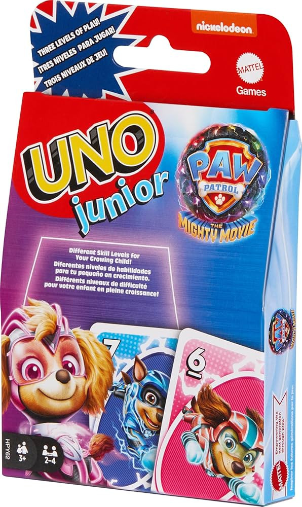 Mattel Games UNO Junior Paw Patrol: The Mighty Movie Kids Card Game for Family Night Featuring 3 ... | Amazon (US)