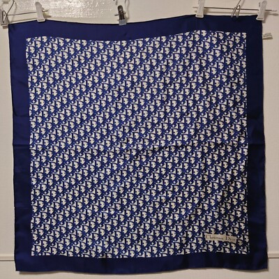 Christian Dior scarf 75cm 29″ square silk Trotter navy | eBay US