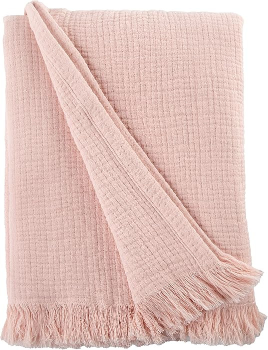 Sticky Toffee Muslin Throw Blanket 50x60 in Blush Pink 100% Cotton Oeko-Tex Cotton | Amazon (US)