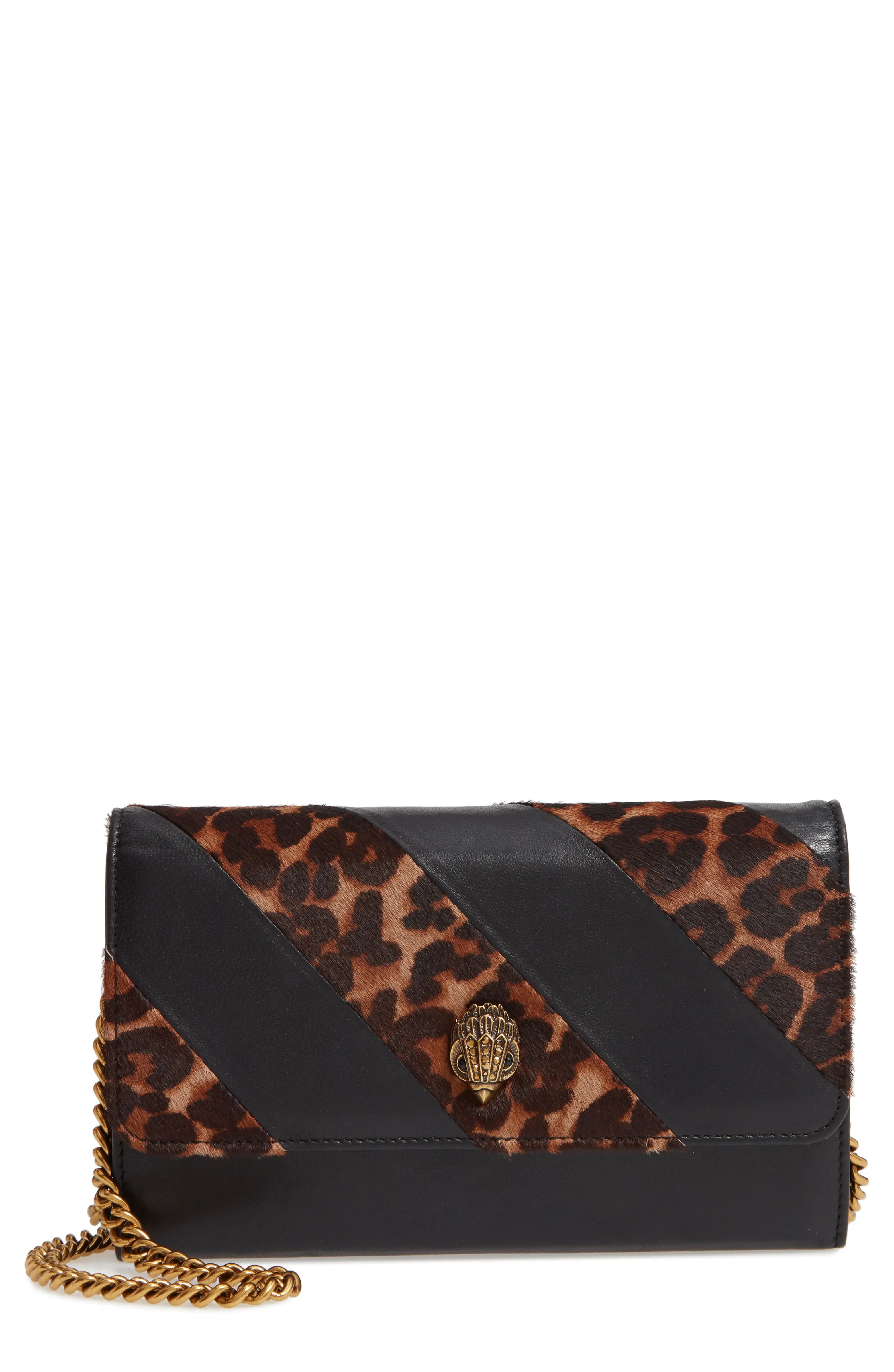 Leather & Genuine Calf Hair Wallet on a Chain | Nordstrom