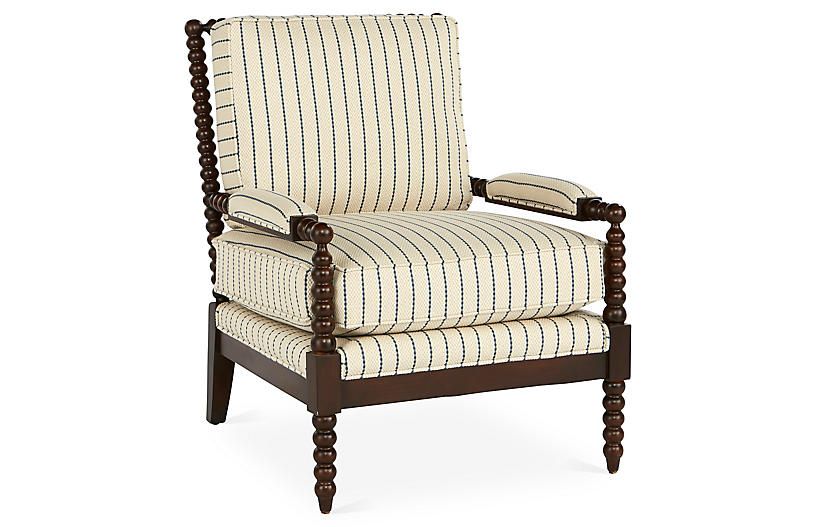 Bankwood Accent Chair, Blue Stripe | One Kings Lane