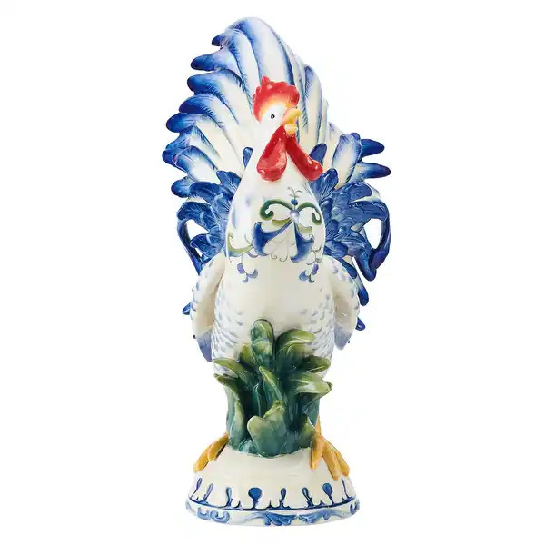 Fitz and Floyd Sicily Blue Rooster Figurine, 20.5 Inch | Bed Bath & Beyond