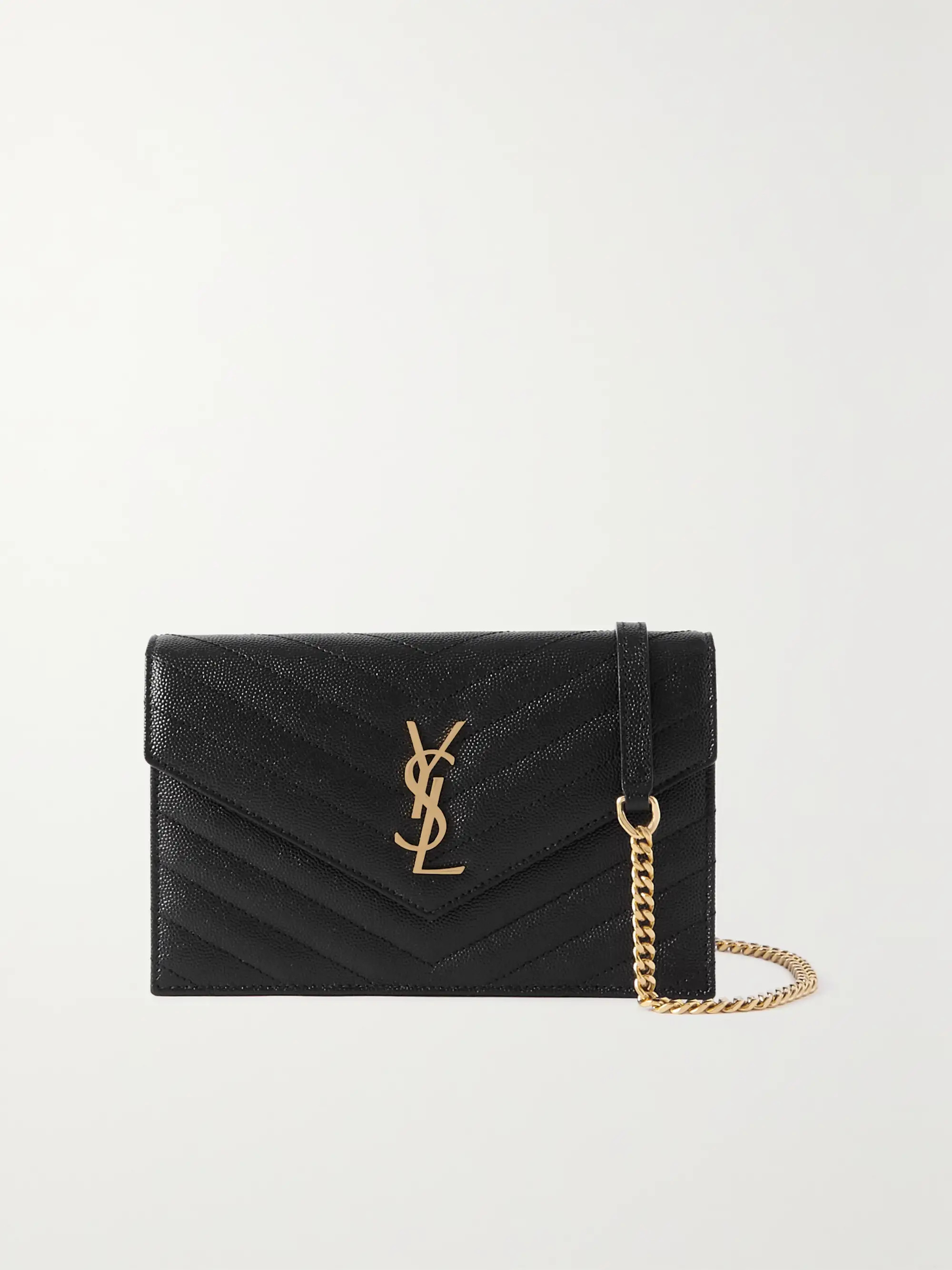 Cassandre Envelope Chain matelassé textured-leather wallet | NET-A-PORTER (US)