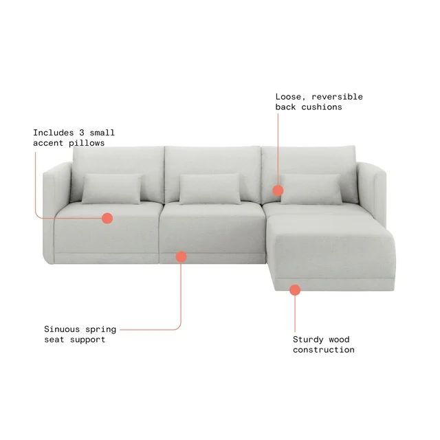 Beautiful Drew Modular Sectional Sofa with Ottoman by Drew Barrymore, Porcini Taupe | Walmart (US)