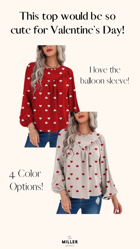 This top would be so cute for Valentine’s Day! There are 4 color choices and it’s under $25! 

#LTKFind #LTKsalealert #LTKSale