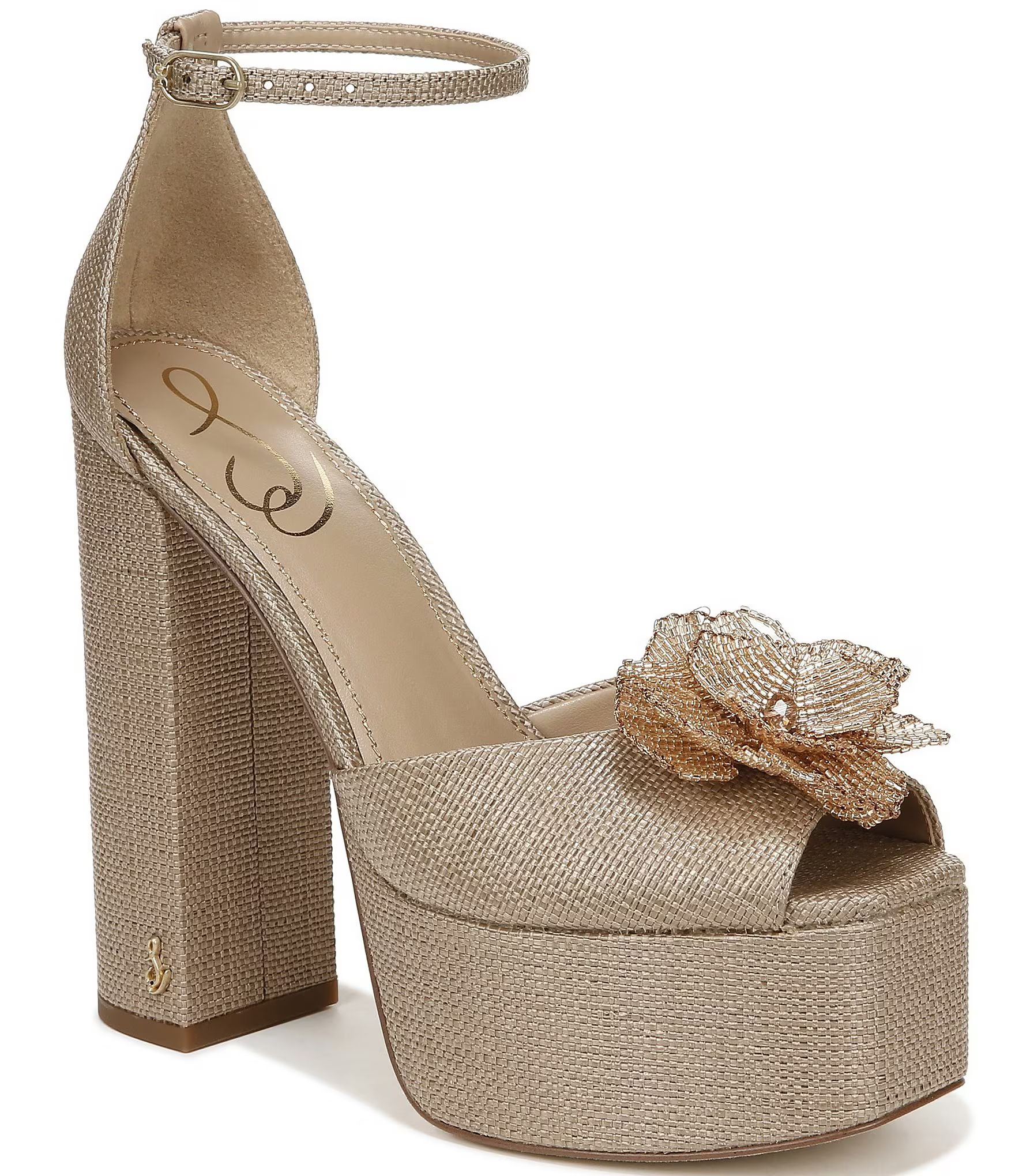Kori Flora Raffia Ankle Strap Flower Platform Dress Sandals | Dillard's