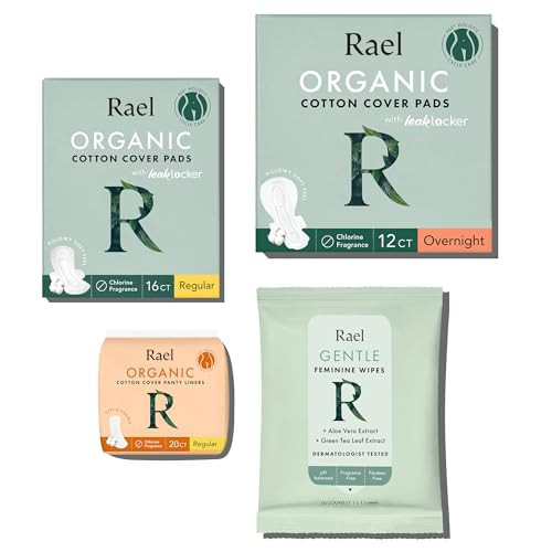 Rael Feminine Care, Period Essential for Women - Organic Cotton Cover Regular & Overnight Pads for Women, Regular Panty Liners and Feminine Wipes | Amazon (US)
