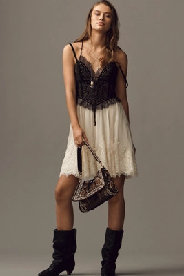 Lace Trim Twofer Mini Dress | Anthropologie (US)