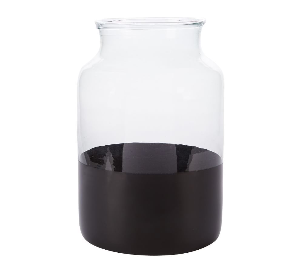 Black Color Block Glass Mason Jar Vase Collection | Pottery Barn (US)