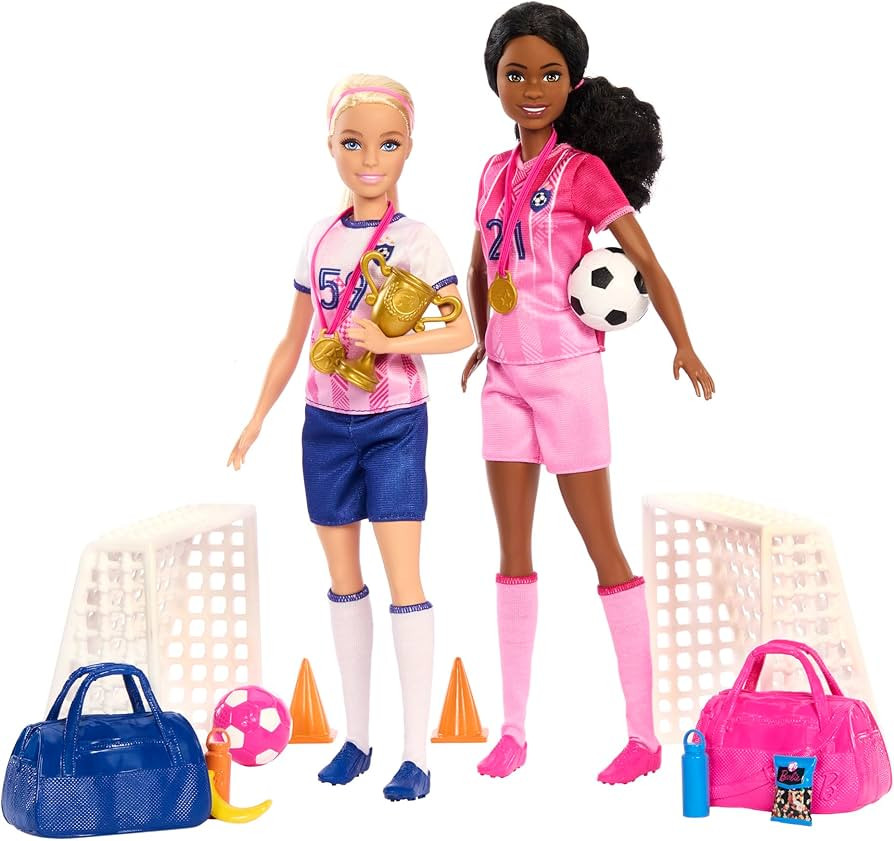 Barbie Careers Playset, Soccer Player Set with 2 Fashion Dolls & 15 Accessories Including Barbie ... | Amazon (US)