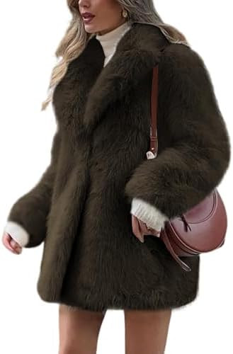 Wyeysyt Womens Faux Fur Coat Fluffy Lapel Furry Jacket Long Sleeve Shaggy Long Coat Winter Warm C... | Amazon (US)