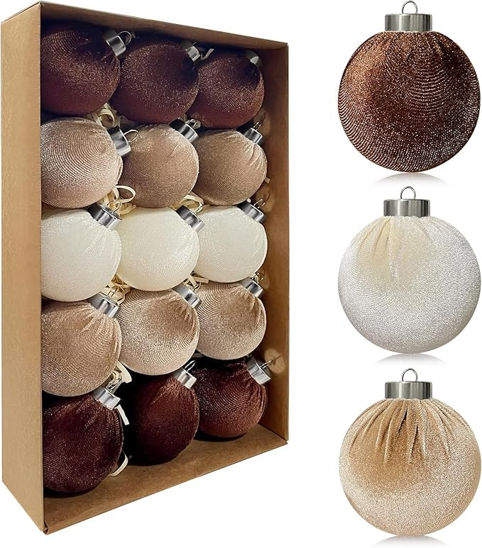 Velvet Christmas Balls Ornaments for Tree - 15pcs Shatterproof Christmas Ornaments for Xmas Decor... | Amazon (US)