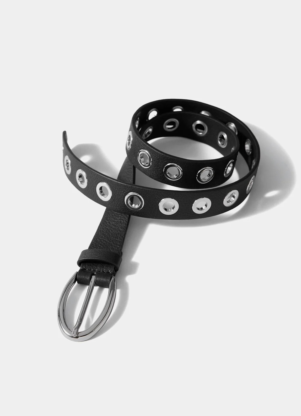 Black Leather Eyelet Belt | Mint Velvet