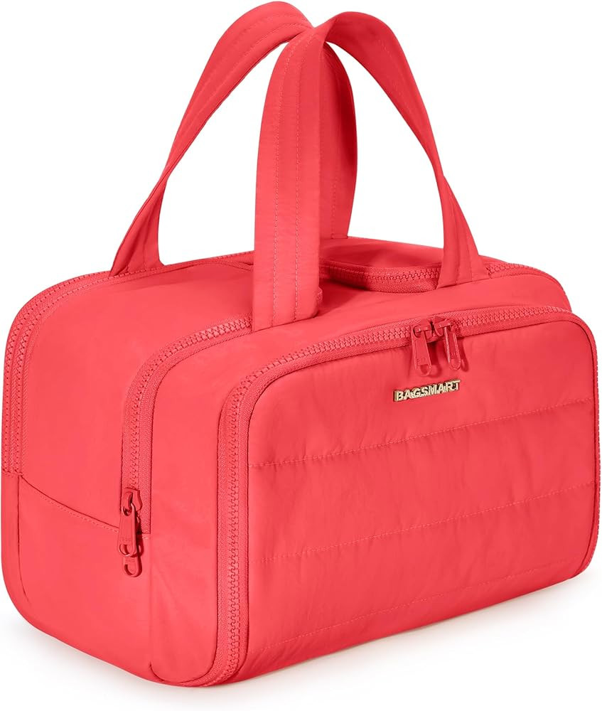 BAGSMART Travel Toiletry Bag, Puffy Toiletry Bag for Women, Wide-open toiletry bags for traveling... | Amazon (US)