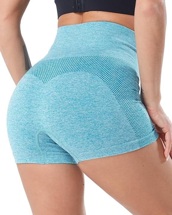 CHRLEISURE High Waisted Seamless Workout Shorts for Women, Gym Exercise Compression Yoga Short | Amazon (US)