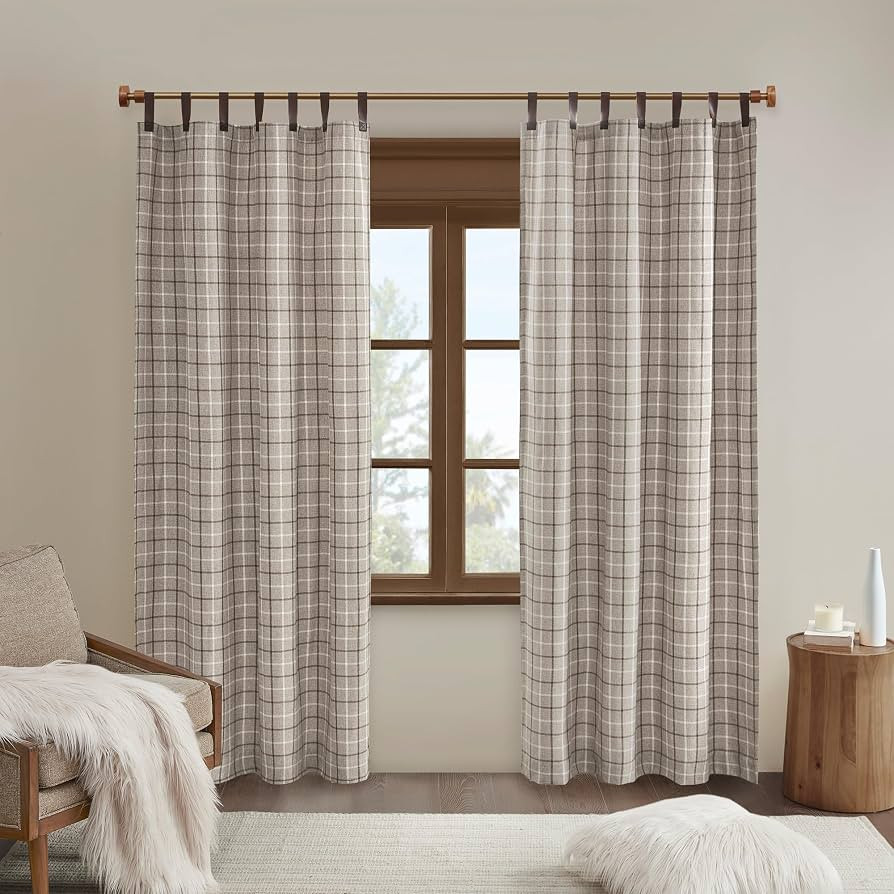Madison Park Anaheim Cabin Plaid Curtain Window, Thermal Insulated Fleece Lining, Living Room Dec... | Amazon (US)
