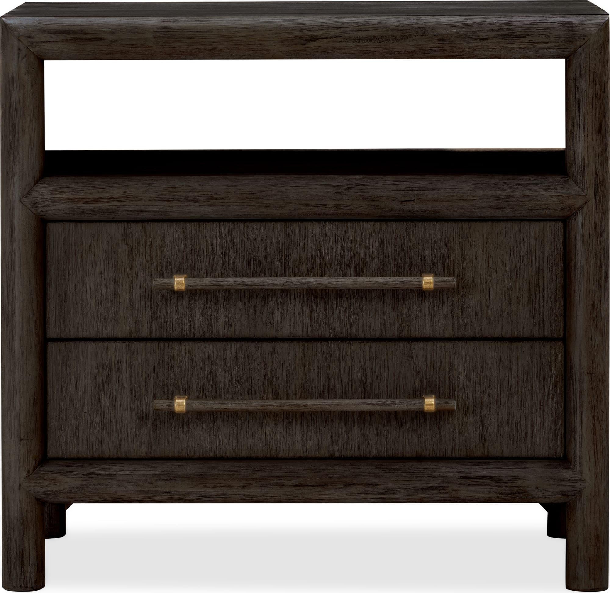 Modus Furniture Solid-Wood Nightstand with Charging Station, Dorsey - Basalt Grey, 2-Drawers 1-Shelf | Amazon (US)