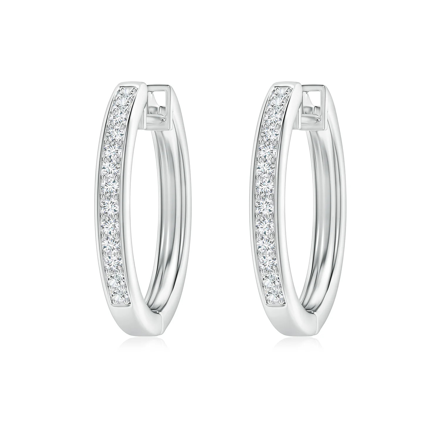 Pave-Set Diamond Hinged Hoop Earrings | Angara US