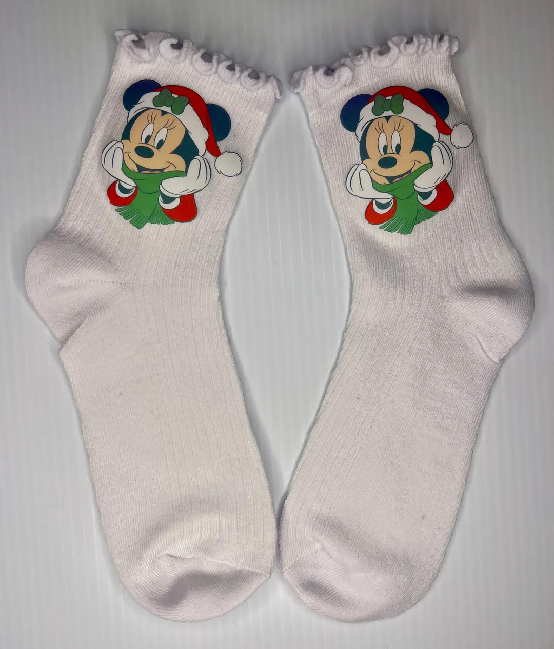 Mouse Christmas Ruffle Socks - Etsy | Etsy (US)