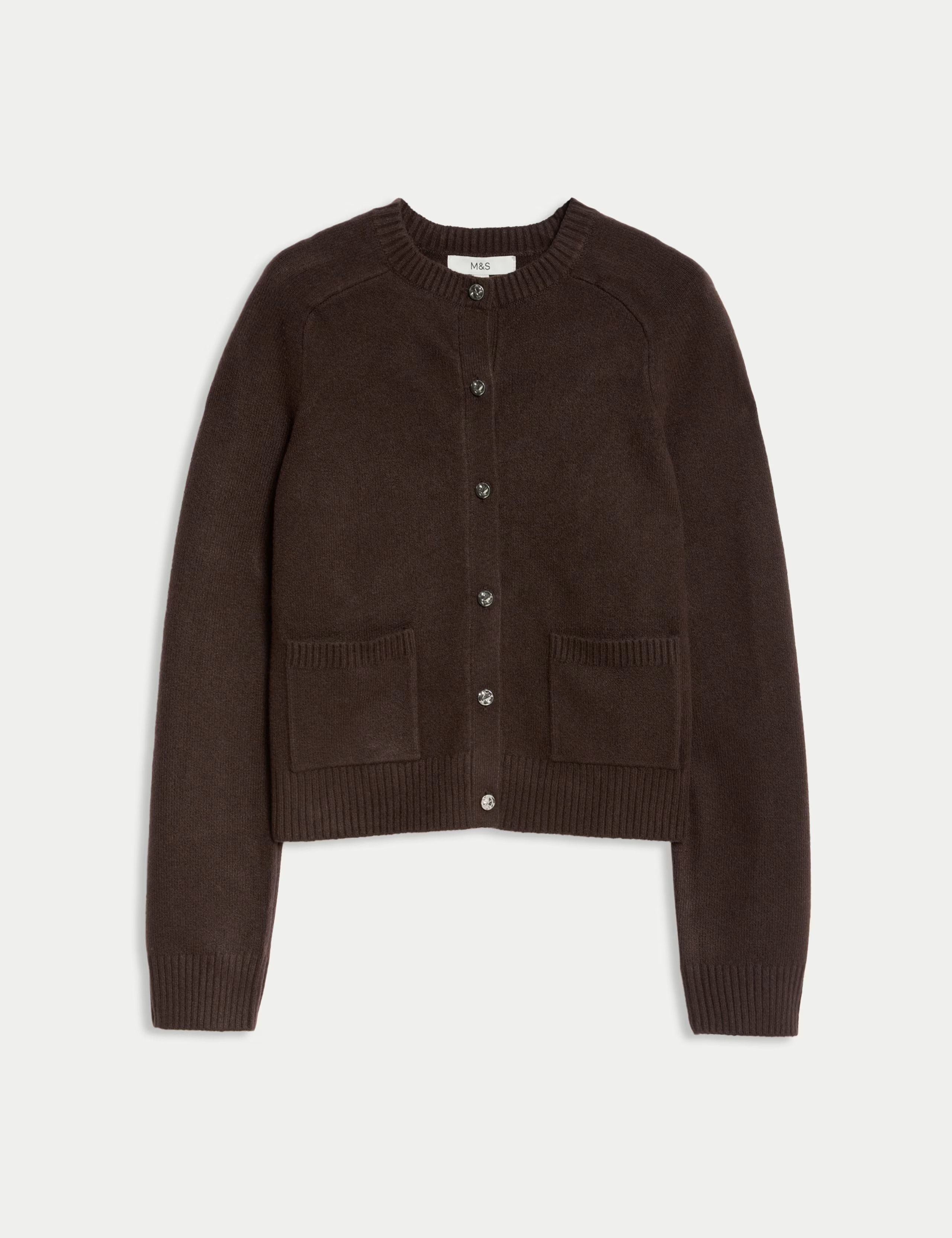 Air-Yarn Crew Neck Button Front Cropped Cardigan | M&S | M&S | Marks & Spencer (UK)