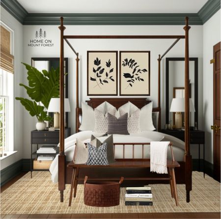 Can you say bedroom Oasis?   These rich wood tones paired with the dark crown mounding gives me all the feels!  #ltk #ltkhome