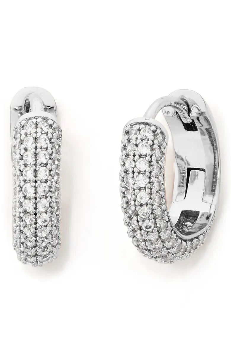 kate spade new york brilliant statements pavé mini huggie hoop earrings | Nordstrom | Nordstrom