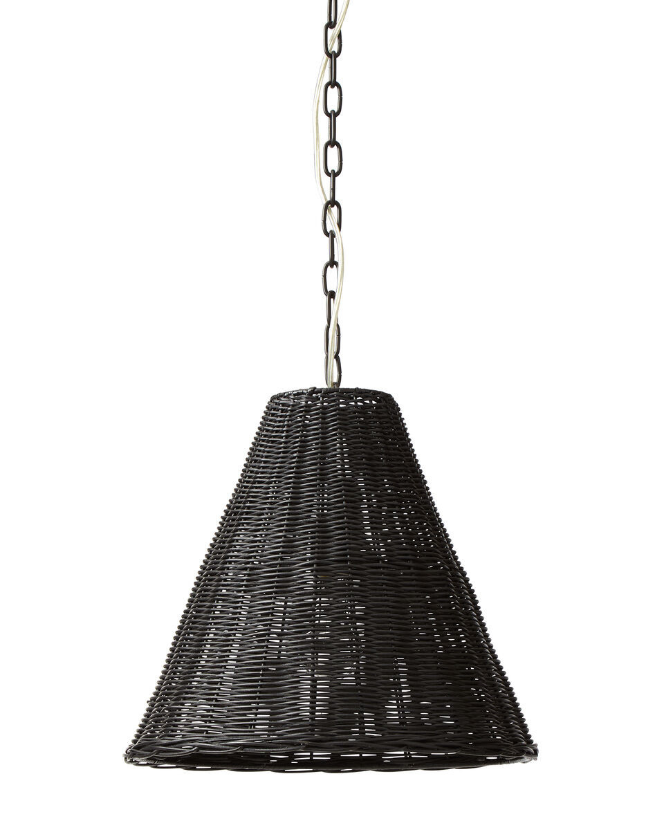 Santa Barbara Taper Rattan Pendant - Black | Serena and Lily