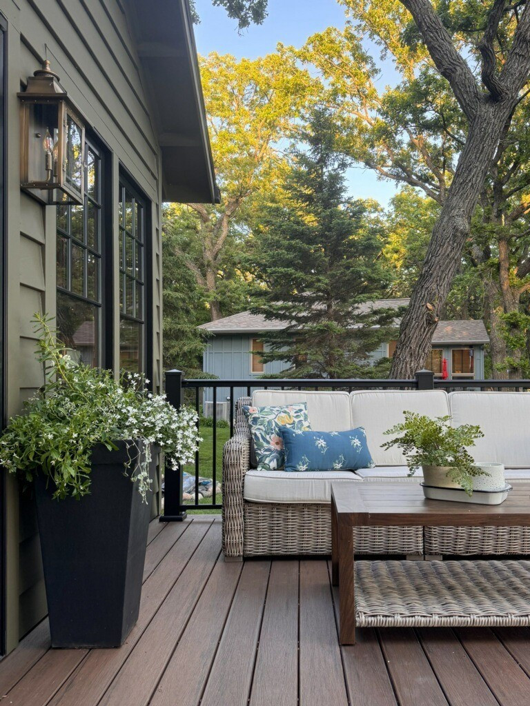 The is finally done and now I get to decorate! The #patio is one of our #favorite #places and I'm so excited we get to spend the #summer here ❤️.All items linked below! #outdoorliving #cabinpatio #cabinliving #lakelife #lake #outdoorfurniture #outdoor #deck #plantlife #cabinreno #deckreno#LTKstyletip #LTKhome

#LTKSeasonal