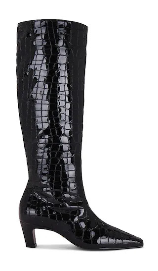 Mimi Boot in Black Patent Croco | Revolve Clothing (Global)