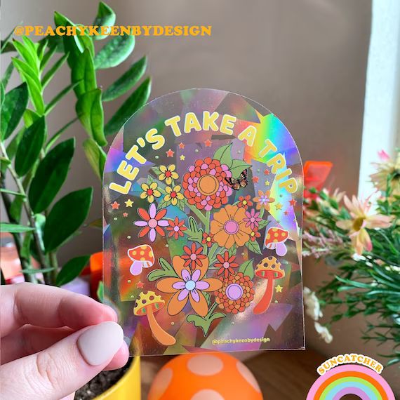SUNCATCHER Let's Take A Trip Mushroom Flowers  Rainbow | Etsy | Etsy (US)
