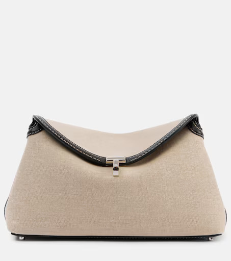 T-Lock leather-trimmed canvas clutch | Mytheresa (US/CA)