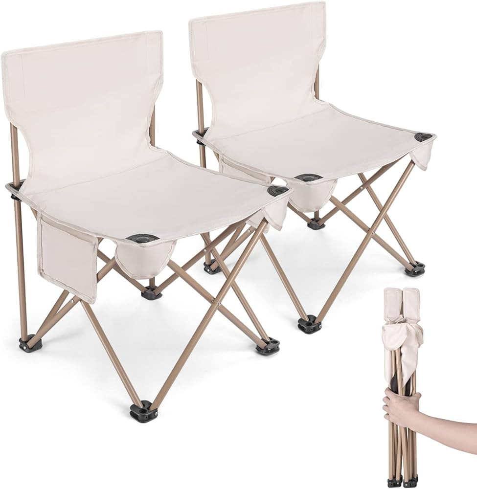 AOG Beige Camp Chairs Portable Chair Stable Support for 330LBS Folding Camping Chairs Suitable fo... | Amazon (US)