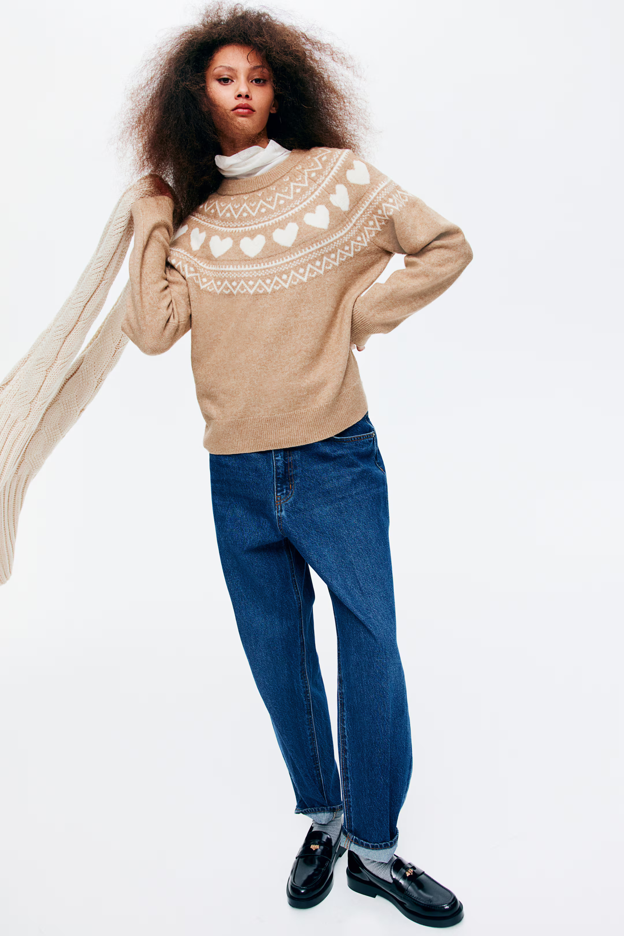 Jacquard-Knit Sweater - Gray melange/bows - Ladies | H&M US | H&M (US + CA)