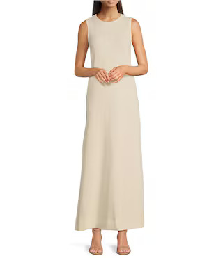 Le' AL.X Jersey Stretch Knit Crew Neck Sleeveless Coordinating Shift Maxi Dress - S | Dillard's