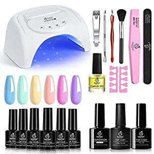Beetles Pastel Color Unicorn Collection Gel Nail Polish Kit with 48W LED Nail Lamp Dryer Baby Blu... | Amazon (US)
