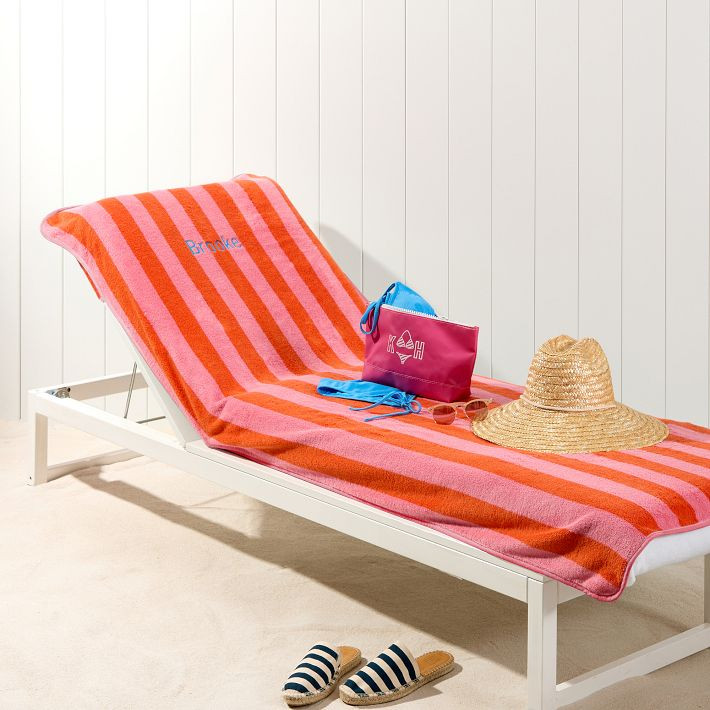 Cabana Stripe Lounge Chair Towel Cover | Mark and Graham