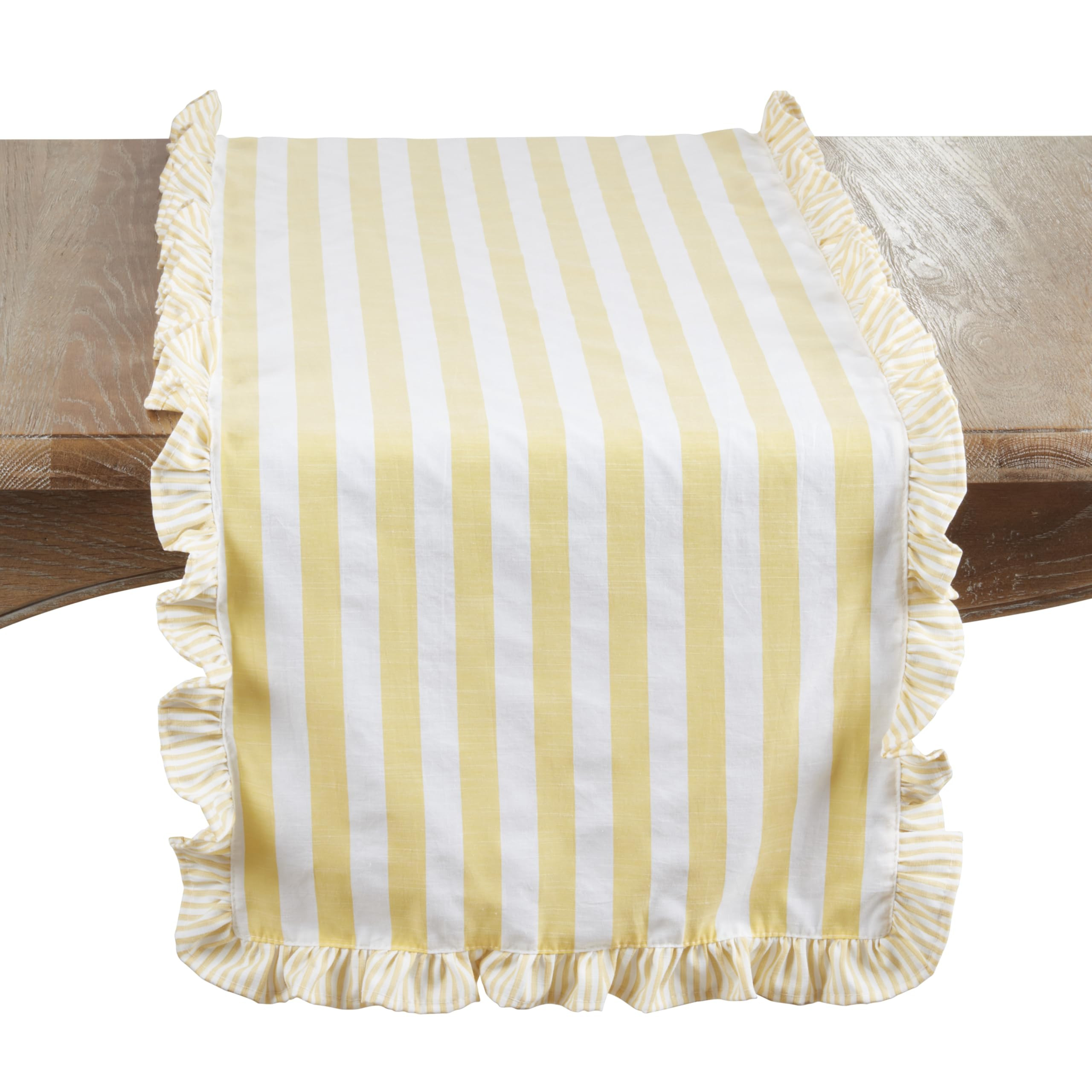 SARO LIFESTYLE Striped Ruffle Edge Table Runner – Decorative Non-Reversible Cotton Blend Table ... | Amazon (US)