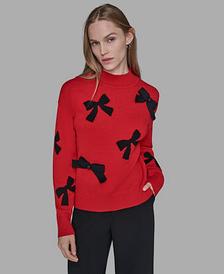 KARL LAGERFELD PARIS Women's All-Over Bow Sweater, P/XS-XL - Macy's | Macy's