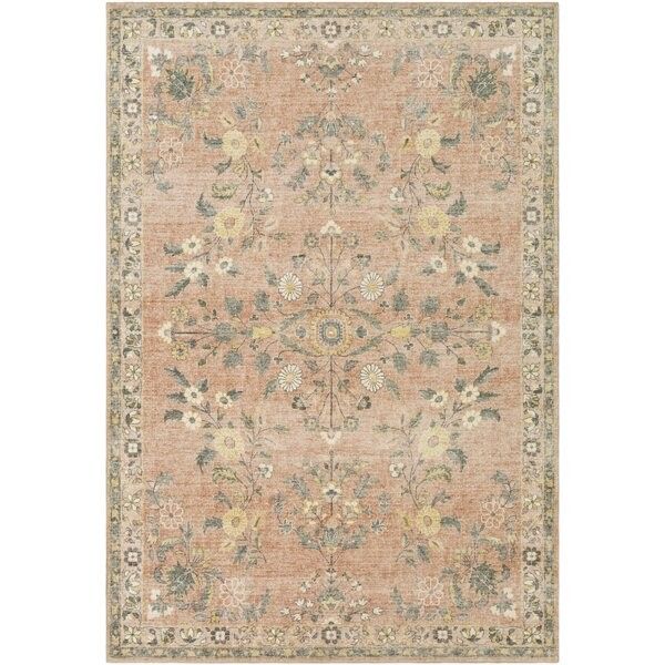 Berger Floral Machine Woven Area Rug in Cream/Pale Pink/Wheat/Sage/Gray | Wayfair North America