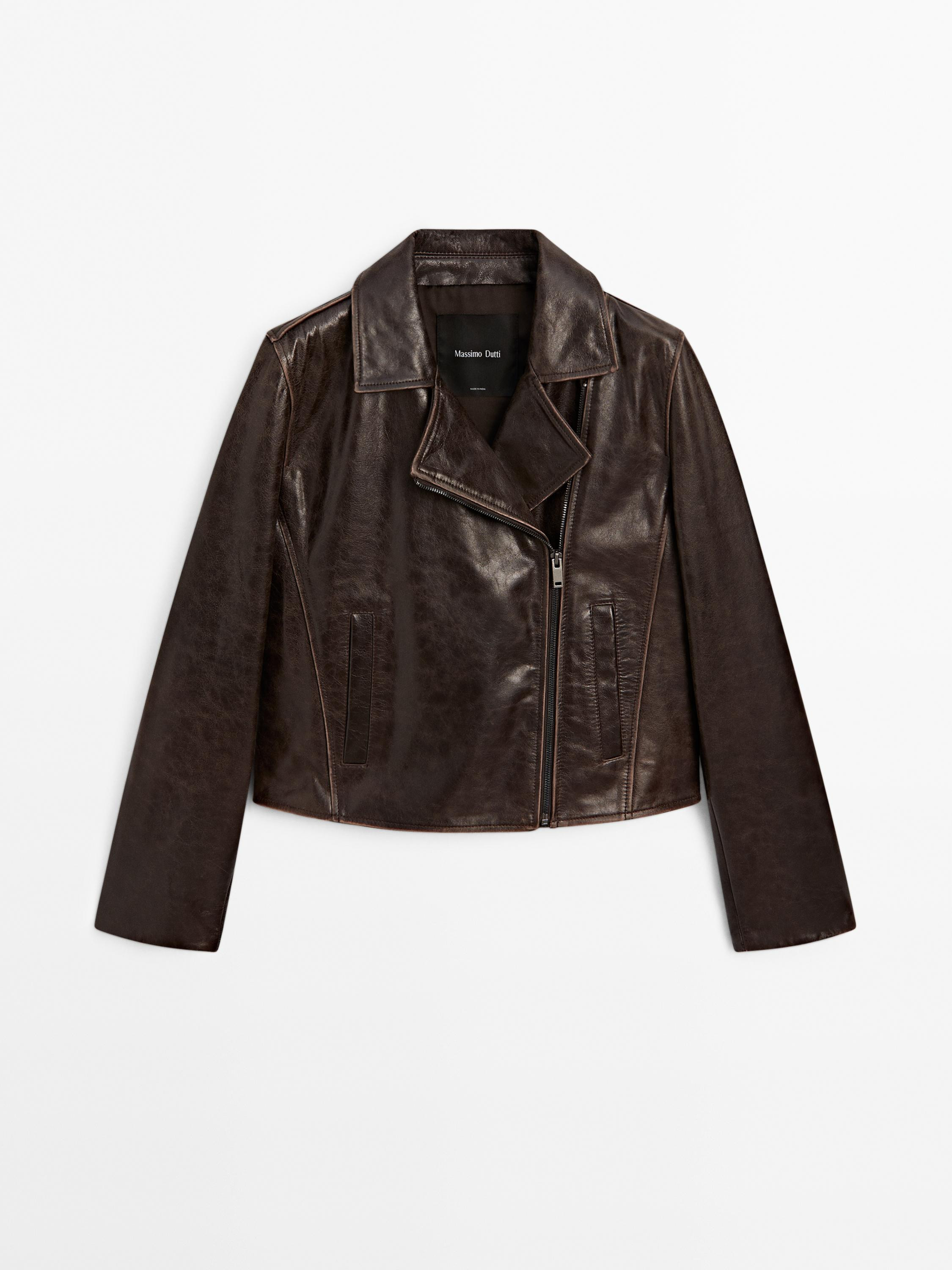 Nappa leather biker jacket | Massimo Dutti UK