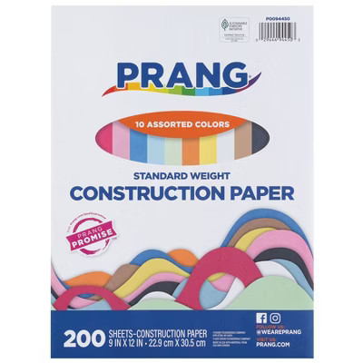 Prang® Construction Paper, Standard Weight, 10 Assorted Colors, 9" x 12", 200 Sheets | Target