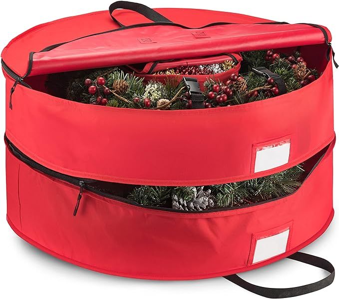 ZOBER Christmas Wreath Storage Container - 30 Inch Wreath Box, Garland Storage - 2 Zippers, Durab... | Amazon (US)