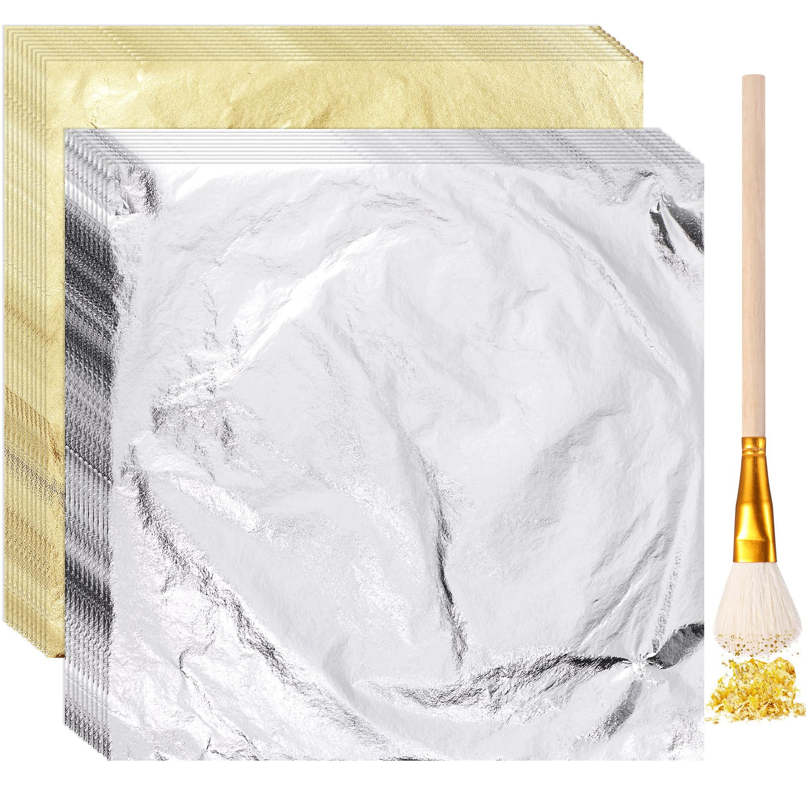 Cunhill 100 Sheets Gold Foil Paper Art Foil Sheets Gilding Brush Thin Leaf Paper Craft for Arts P... | Amazon (US)
