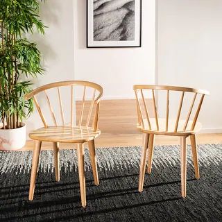 SAFAVIEH Dining Country Blanchard Natural Wood Dining Chairs (Set of 2) - 21.3" x 20.5" x 29.9" - Se | Bed Bath & Beyond