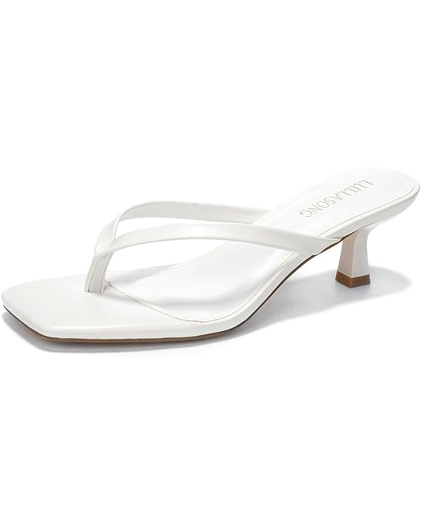 Women's Kitten Heels Sandals Square Open Toe Flip Flop Heels 1.8-2 Inch Heeled Sandals for Women | Amazon (US)